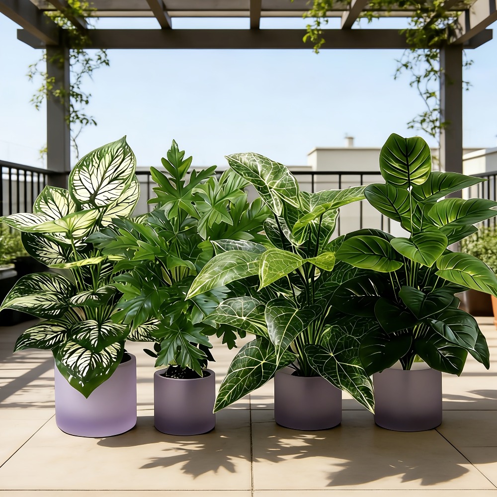 Monstera Adansonii - 4PC Artificial Plants with 48Leaves Large
