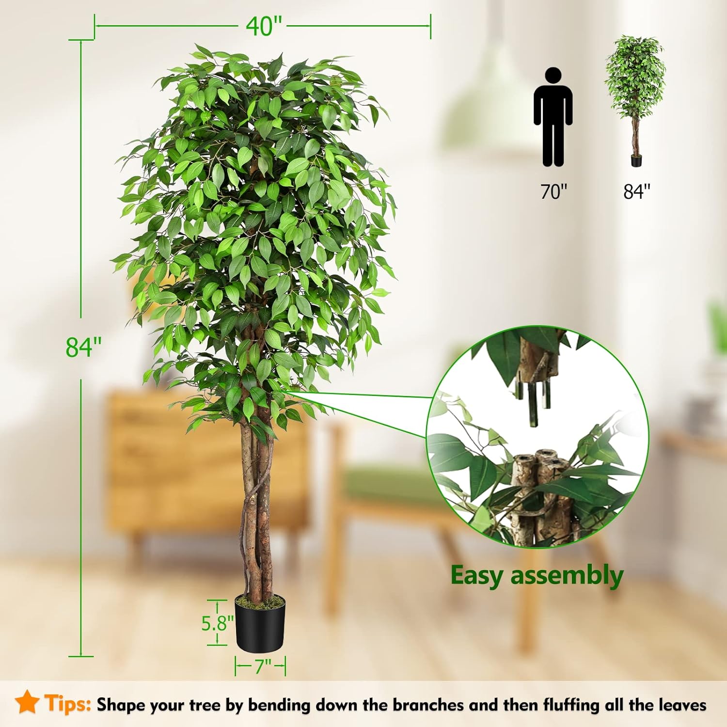 Lifelike Artificial Ficus Tree - Dracaena Marginata ulasan dan harga