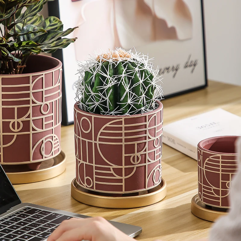 Simple Cylindrical Ceramic Flo - Echeveria Succulent ulasan dan harga